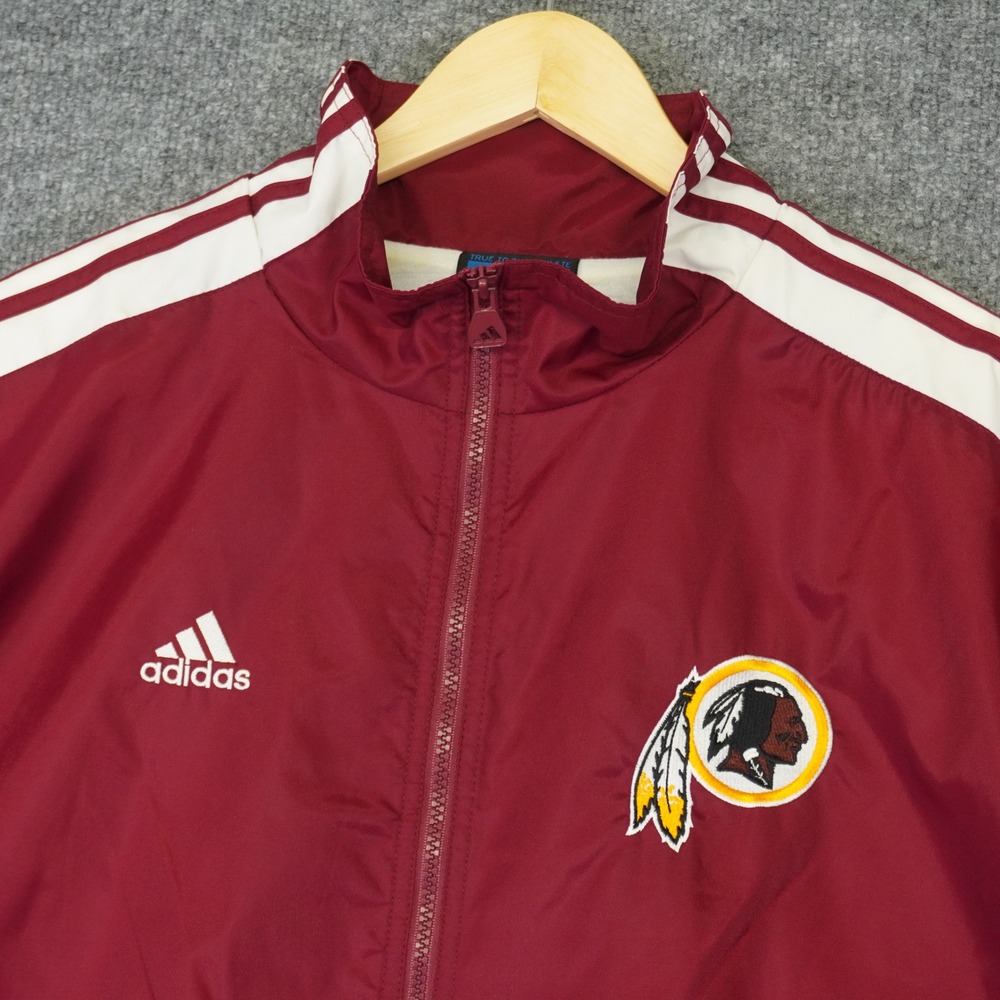 Vintage Adidas Track Jacket Men XL Washington Redskins Full Zip Windbreaker Y2K - Picture 2 of 12